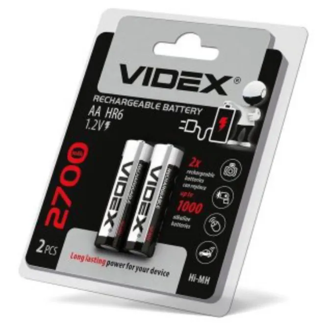 Батарейка "Videx" Rechargeable AA HR6 1.2V 2700 mAh уп.2шт