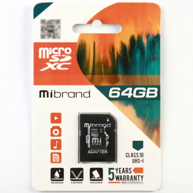 Карта пам'яті. micro Mibrand SDXC 64Gb (adapter SD)