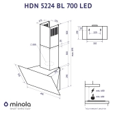 Витяжка Minola HDN 5224 BL чорна 700 Led скло похила 50 см Витяжка Minola HDN 5224 BL чорна 700 Led скло похила 50 см