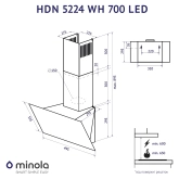 Витяжка Minola HDN 5224 WH біла 700 Led скло похила 50 см