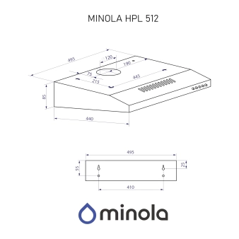Витяжка Minola HPL 512 біла, пристінна плоска 50 см