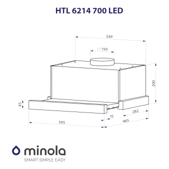 Витяжка Minola HTL 6214 WH 700 LED біла телескопічна